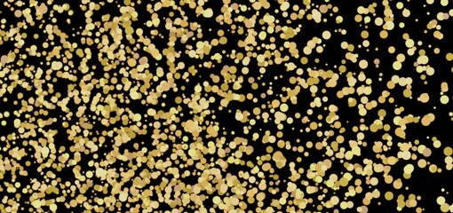 Sparkling gold confetti on a black background. Perfect for celebration, party, or festive designs.