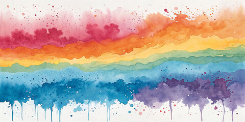 Obraz premium Abstract Rainbow Watercolor Splash with Fluid Color Transitions – Vibrant Ink Art and Expressive Brushstrokes
