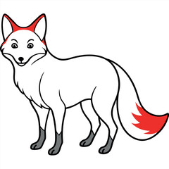Fototapeta premium Adorable Cartoon Fox Illustration White Fur Red Tail Animal Character Design