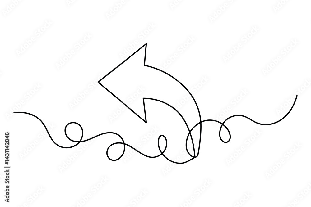 Aufkleber continuous one line drawing of arrow icon outline isolated vector art design
