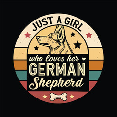 Retro Vintage German Shepherd Dog Lover Girl Design