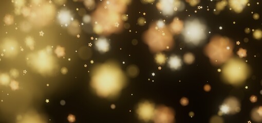 Fototapeta premium Sparkling gold and white stars on a dark background. Perfect for holidays, celebrations, and luxury.