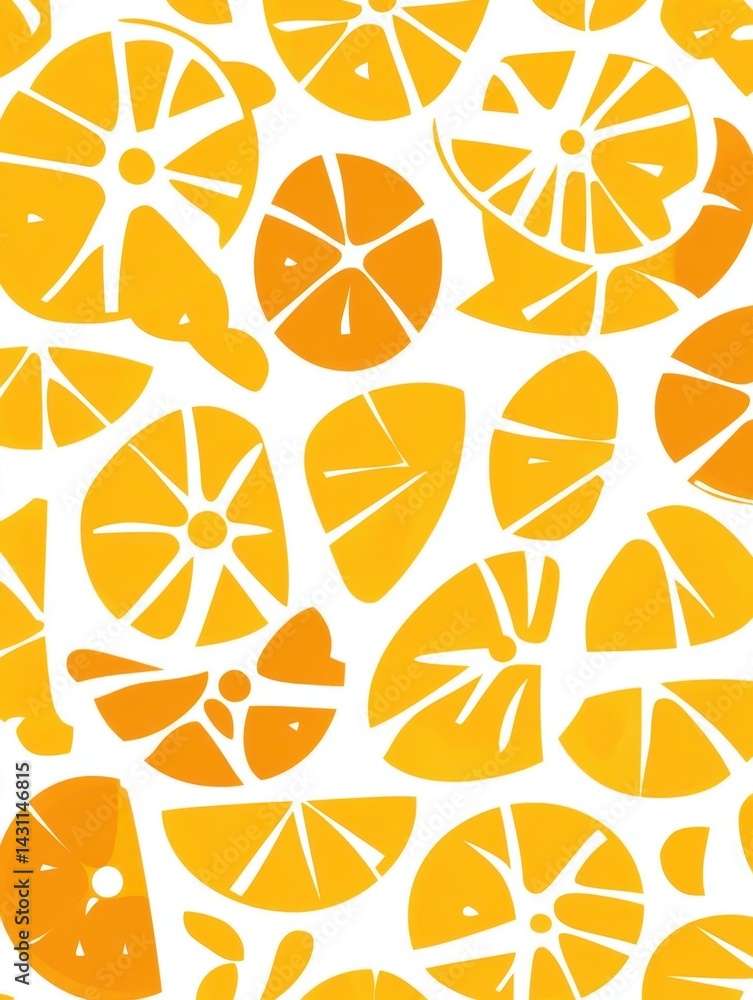 Poster vibrant orange slice pattern on white background creating a refreshing and citrusy summer vibe with 
