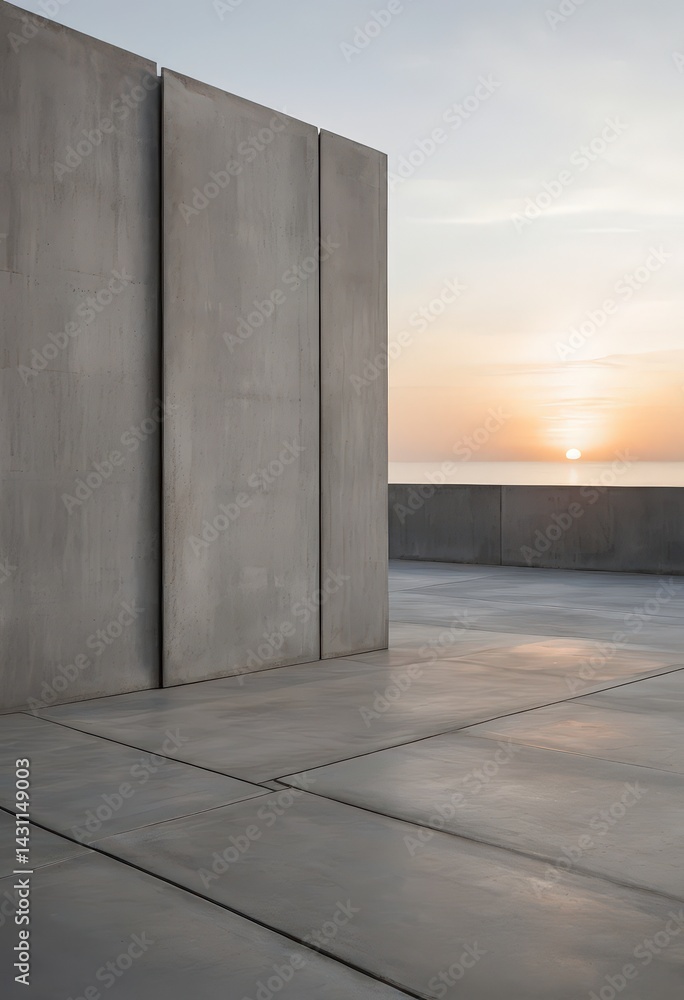 Poster a weathered concrete wall, featuring a rough texture with visible cracks and patches, adorned with v