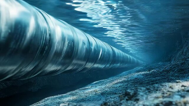 Underwater pipeline system lying on the ocean floor for energy or communication transfer
