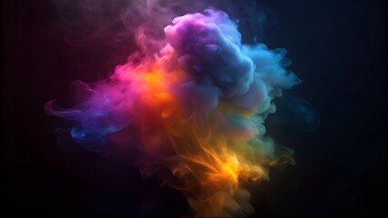 Abstract colorful smoke explodes with fractal light against a dark, space-like backdrop