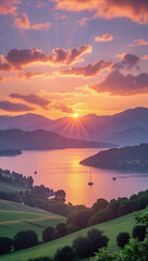 sunset in the mountains