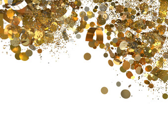 Luxury gold confetti and glitter. Festive backdrop for party, holiday, or anniversary.