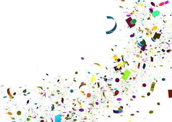 Vibrant confetti explosion on white background. Perfect for celebration, party, or festive designs.