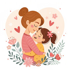 I have drawn a vector illustration of a mother adoring her daughter.