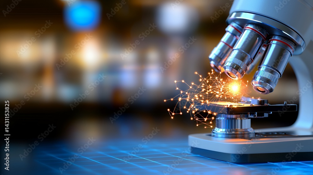 Aufkleber microscope in laboratory setting with light
