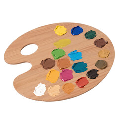 palette and brushes isolated on transparent background