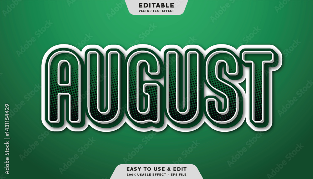Poster august editable text effect with modern and simple style