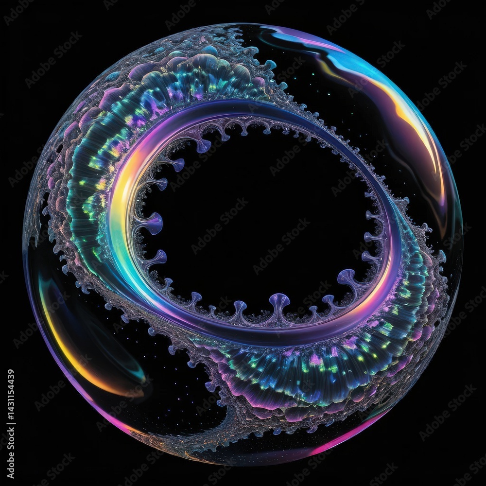 Poster a vibrant, circular object featuring a mesmerizing pattern of colorful swirls in shades of blue, red