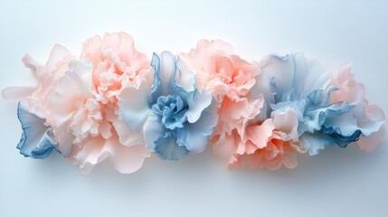 Delicate, pastel-hued floral arrangement, a soft display.