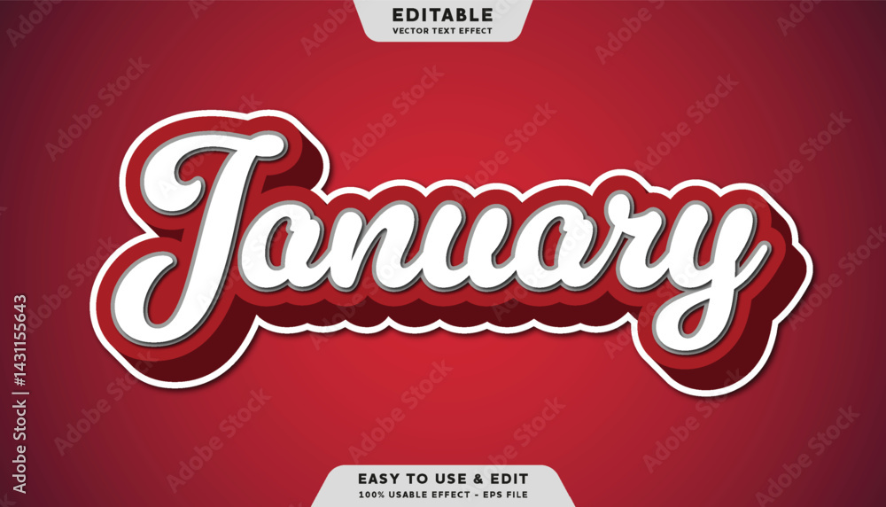 Aufkleber january editable text effect with modern and simple style