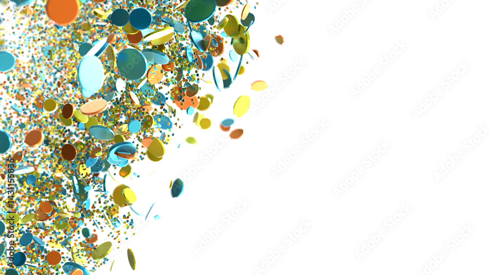 Aufkleber Abstract background with colorful circle shapes in blue, yellow, and orange, creating a dynamic and festive design.
