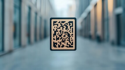 Detailed QR Code in an Urban Environment with Blurred Background for Digital Marketing and Technology Purposes