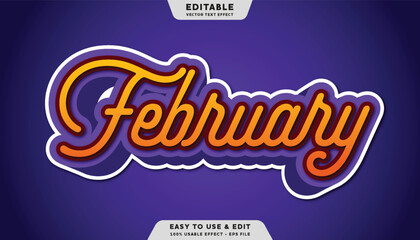 february editable text effect with modern and simple style
