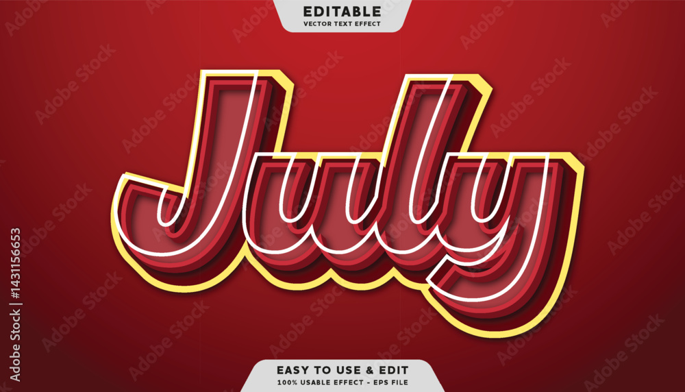 Poster july editable text effect with modern and simple style