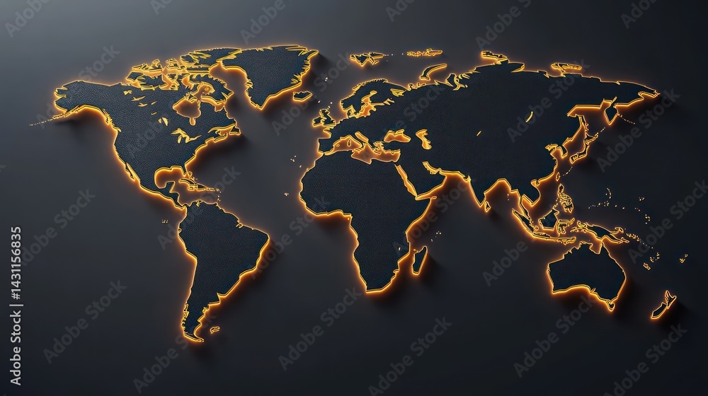 Poster global map with golden outline (2)