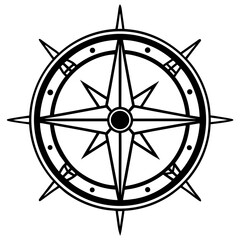 Compass Rose in Black and White | Navigation Symbol Vector Illustration for Maps, Design Elements, Logos and Branding