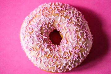  Single Pink Iced Donut Sweet Snack