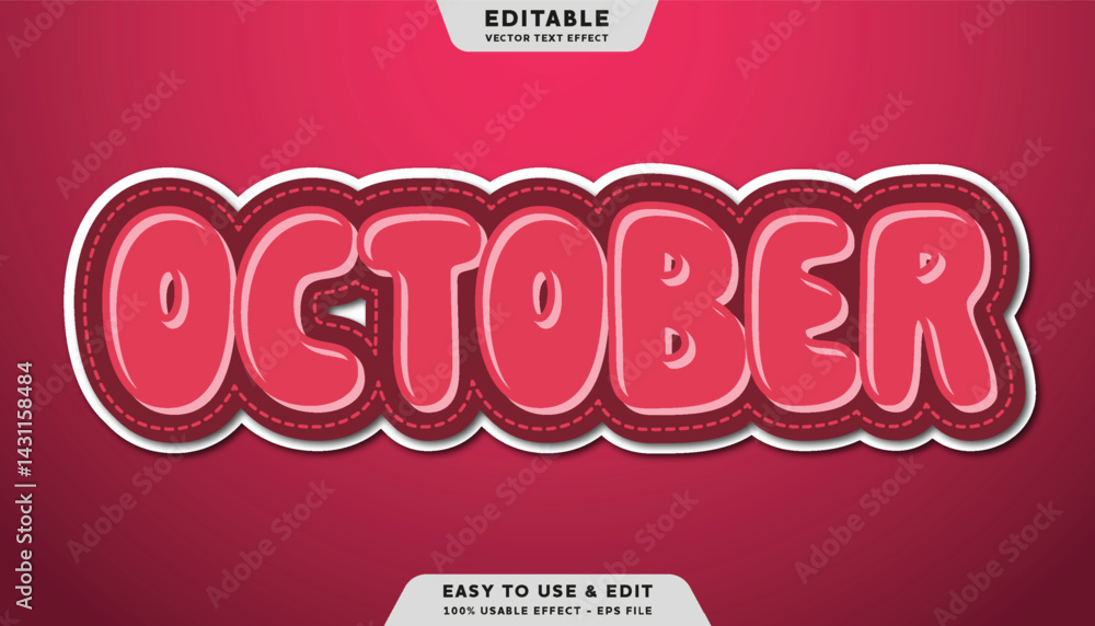 Poster october editable text effect with modern and simple style