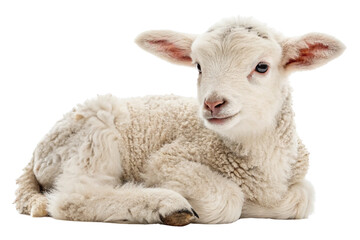 Fototapeta premium Sheep and lambs isolated on a white background in a farm setting
