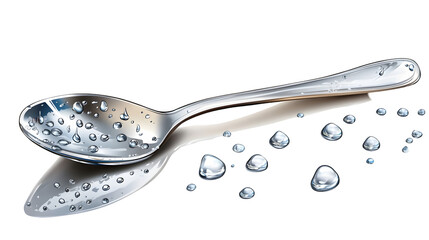 Stainless steel spoons with water droplets