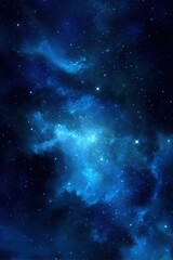 Captivating deep blue nebula and stardust in a cosmic expanse, a breathtaking view of the universe with celestial glow and infinite wonder, a vertical space art