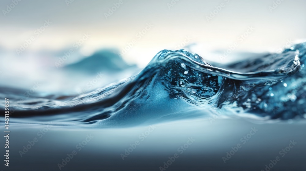 Aufkleber captivating close up of a blue ocean wave cresting with sunlight reflecting on the water surface cre