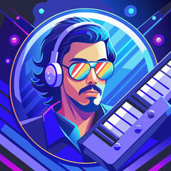 Electronic Music Artist with Synthesizer