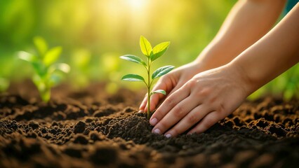 Fototapeta premium hands holding a plant