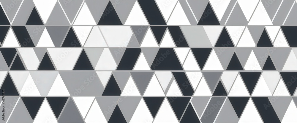 Poster a striking white and black geometric pattern featuring interlocking shapes, creating a modern and dy