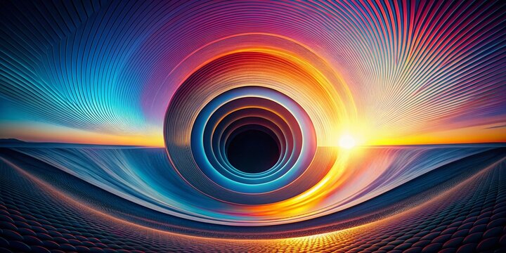 Abstract Minimalist Drone Photography: Layered Circles, Funnel, Black Hole Gradient