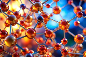 Abstract Molecular Structure: Red and Orange Spheres, Candid Photography Style