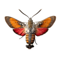 Obraz premium Hummingbird hawk-moth (Macroglossum stellatarum) isolated on white, top view --v 7.0