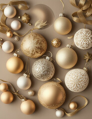 Elegant Gold and White Christmas Ornaments
