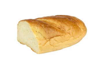 loaf, half of fresh bread isolated from background