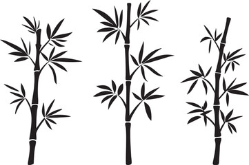 set of bamboo vector silhouette