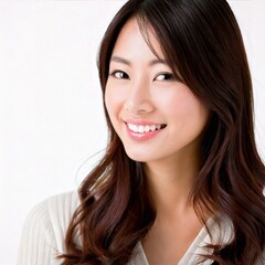 Naklejka premium 日本人,女性,20代,満面の笑み,シンプルな白い背景,Simple white background,Japanese,Female,Twenties,Beaming