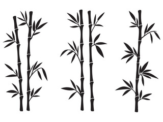 Obraz premium set of bamboo vector silhouette