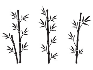Obraz premium set of bamboo vector silhouette
