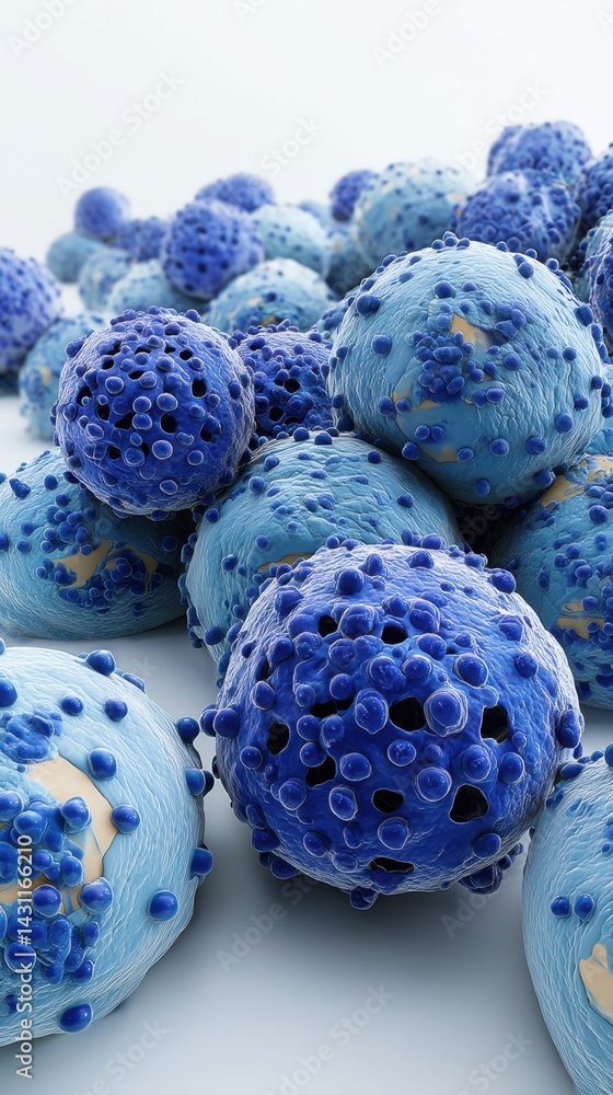 Aufkleber detailed microscopic view of cellular structures showcasing intricate biological formations and text