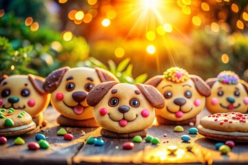 Fototapeta premium Adorable Dog Face Cookies: Double Exposure Chocolate & Icing Treats
