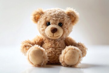 Obraz premium Adorable Fluffy Teddy Bear, Tilt-Shift Miniature, Playful Pose, Sweet Stuffed Animal, Child's Toy