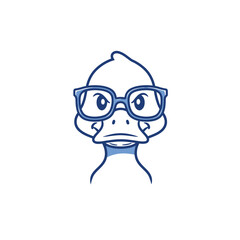 Geek Duck with Glasses (Clean Outline)