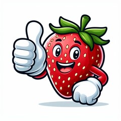 Fototapeta premium cartoon, mascot or character, strawberry fruit, HD image, high quality