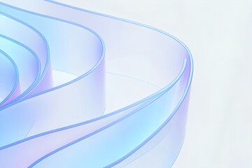 Flowing Gradient Transparent Multilayer Glass – 3D Rendering of Elegant Abstract Background Design

